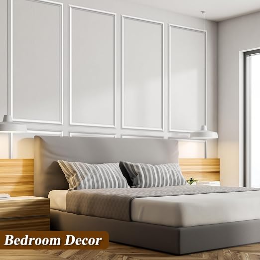 Pangda 6set Peel and Stick Wall Molding Kit 3D Premade, 24x54in | Accent Wall Moulding Kit, Wainscoting Panel, for Interior Decor, Ready to Assemble, Peel and Stick, Wainscoting Accent Panel - Image 6