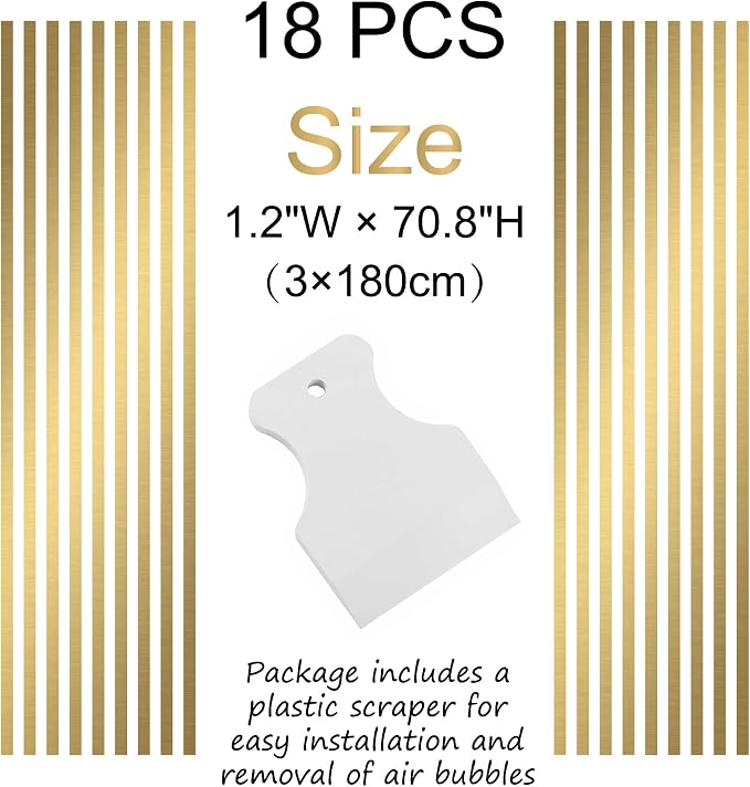 Large Gold Modern Line Wall Decals, Minimalist Geometric Art Décor | Matte gold vinyl simple lines for a stunning custom bold accent wall. Peel and stick for home, bedroom, living room, office. - Image 4