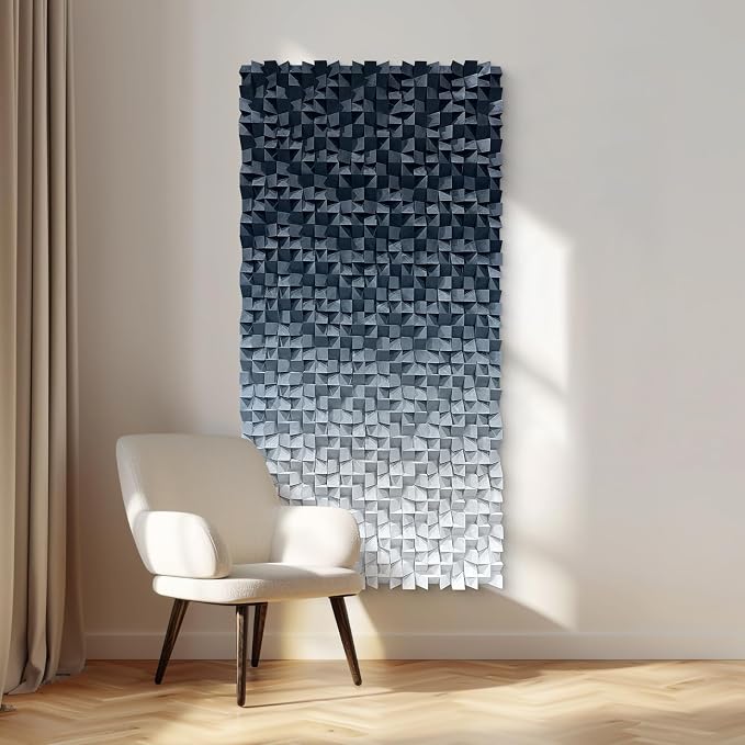 LIUZEYUE Oversized Wood Block Wall Art, Dramatic Tonal Texture | modern wall sculpture; graphite and silver gray, hand-finished color; corporate lobby visual wall anchor; 39.4 x 78.7 in - Image 8