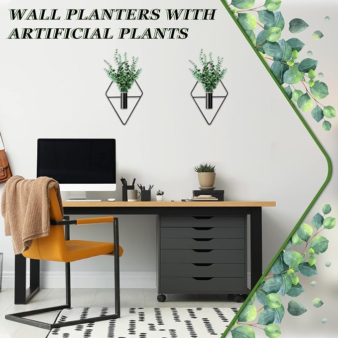 Canlierr 4 Pcs Wall Decor Hanging Planters, Eucalyptus, Black - Image 7