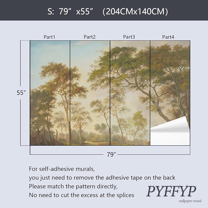 PYFFYP-Vintage Jungle Peel and Stick Wallpaper Green Forest murals - Image 5