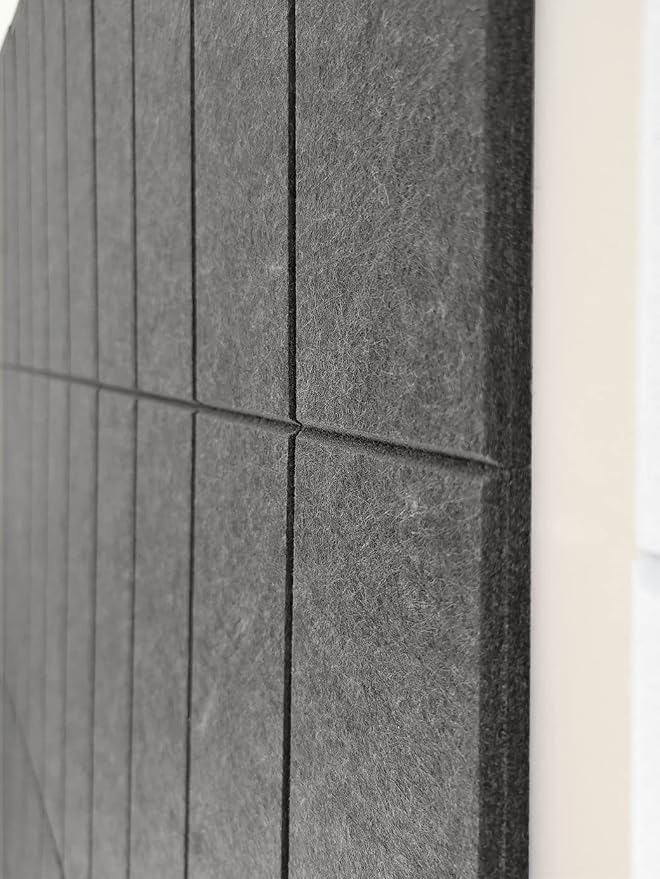11.18" Square Acoustic Panels 12-Pack - Sound Absorbing Wall Panels, Noise Reducing Soundproof Decorative Felt Tiles for Home Office, Studio, Living Room - Gray Black - Image 2