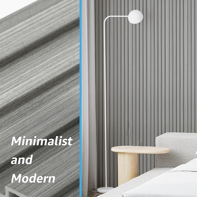 Art3d 96 x 6 Inch WPC 3D Wood Textured Slat Wall Panels, 8-Pack, Gray Oak | Stylish Slat Design, Waterproof, Weather Resistant, Eco-Friendly, Long-Lasting, Easy to DIY, Ideal for Interior Wall, Bedroom - Image 2