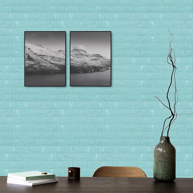 30PCS 3D Wall Panels Peel and Stick Faux Brick Wallpaper Blue Self Adhesive Foam Brick Paneling Faux Stone Wall Panels (30PCS, Blue) - Image 3
