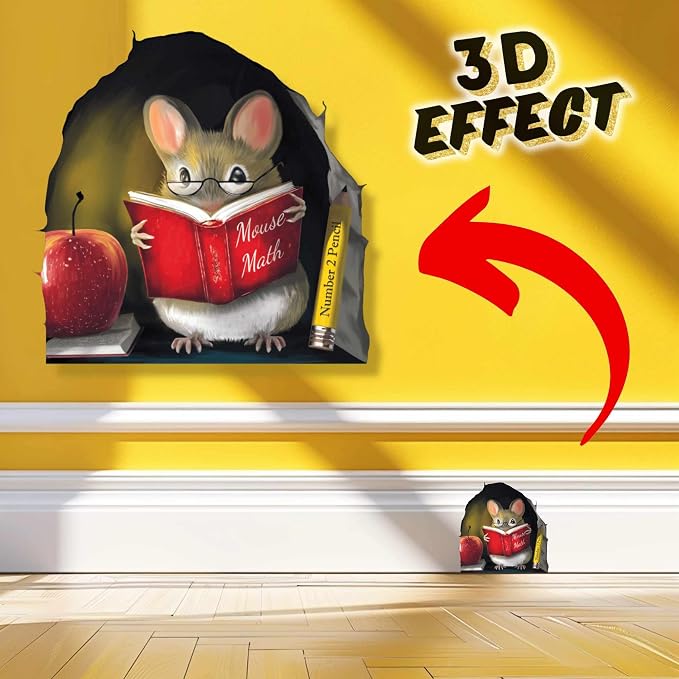eacher’s Pet Mouse Wall Sticker – Adorable 3D Reading Mouse Décor for Classroom, Kids Room & Book Lover Gift by MICESTERPIECE - Image 2