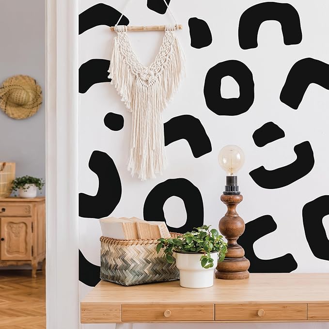 Large Black Boho Geometric Wall Decals, Abstract Shapes Wall Décor | Stunning chic artistic accent wall in minutes. Peel and stick matte black vinyl stickers for living room, bedroom, office. - Image 5