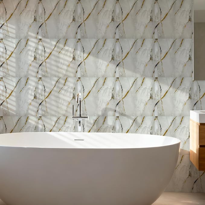 30 Sheets Peel and Stick Wall Panels, Self-Adhesive PVC Wall Panels for Kitchen Backsplash, Bathroom Decoration, 11.8" x 11.8" (Tile Effect Wallpaper) - Image 2