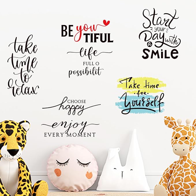 Ctosree 9 Pcs Vinyl Wall Stickers Inspirational Saying Wall Decals, Stylish | Motivational Saying Murals, Large Removable Quote Stickers, Positive Lettering Word Home Decal, for Office School Dorm - Image 5