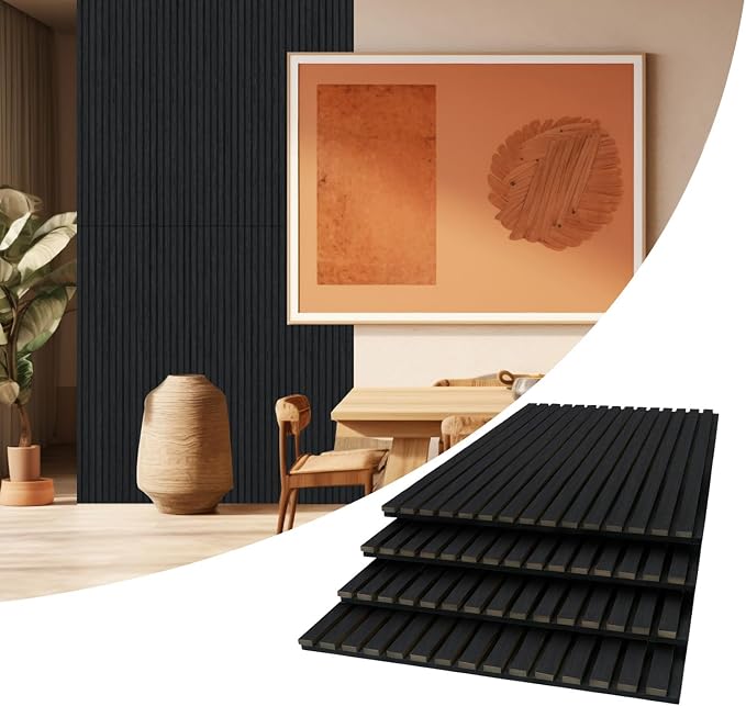 AKUMAX 4-Pack Wood Slat Acoustic Wall Panels, 23.6 x 23.6 in 3D Sound-Absorbing Panels for Walls & Ceilings, Fire-Retardant, FSC-Certified Materials, 15.5 Sq Ft, Black Oak - Image 2