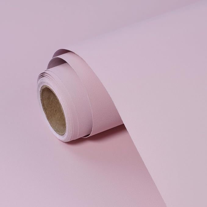 Pink Peel and Stick Wallpaper Solid Pink Contact Paper A Set of 15.7"x472" Matte Self Adhesive Waterproof Vinyl Roll for Wall Coverings,Cabinets,Countertops,Bedroom,Kitchen by SOONAFTER