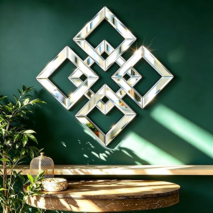 QMDECOR Square Mirrored Wall Decor Decorative Mirror 12x12 inches Modern Fashion DIY Silver Wall-Mounted Mirrors - Image 3