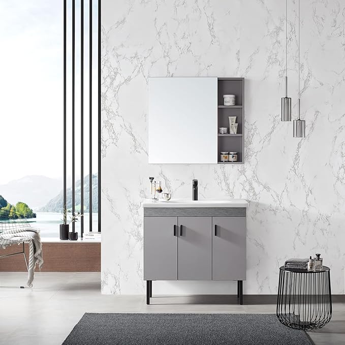 Marble Contact Paper White Extra Wide Peel and Stick for Kitchen Countertop | 23.6" x 196" Marble Granite Wallpaper Gray Paper Roll for Cabinet Furniture is Renovated Thick PVC - Image 5