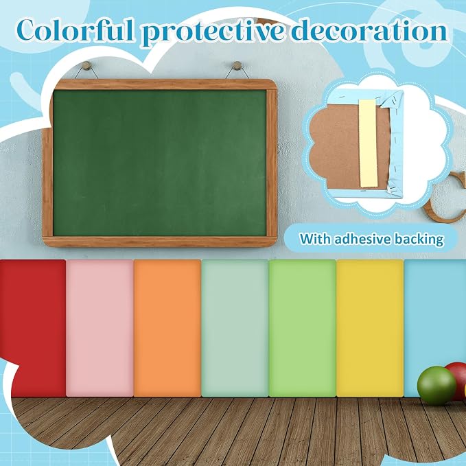 Hahafelt Wall Padding for Playroom Peel and Stick Headboard 3D Anti Collision Upholstered Wall Panels Self Adhesive Headboard(15.75" X 7.87" X 1.18",Rainbow Colors,12 Pack) - Image 6