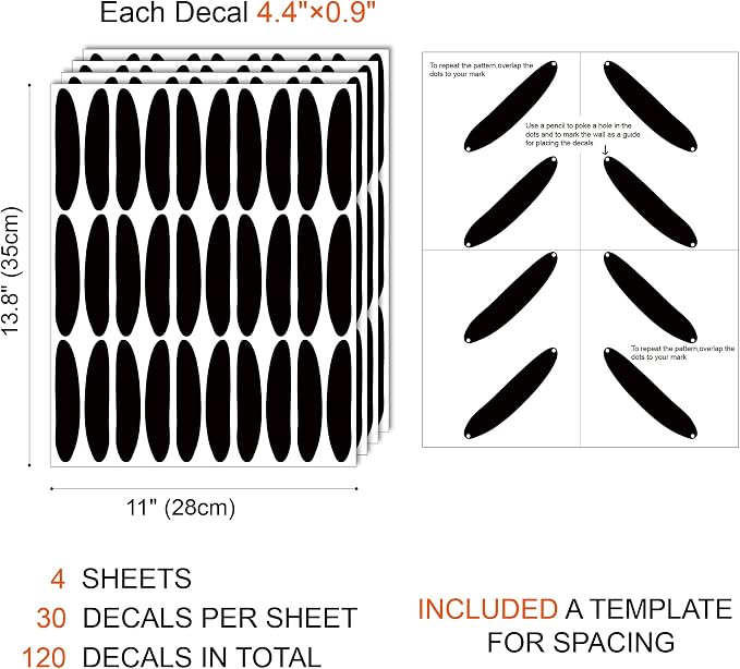 Herringbone Black Stripe Wall Decals with a Reference Template | Modern boho accent wall with 120 spaced herringbone line stripes. Matte vinyl peel & stick for home, office, dorm, hallway. - Image 6