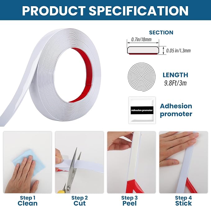 9.8 Ft Peel and Stick Molding Trim, Waterproof Decorative Strip - Image 2