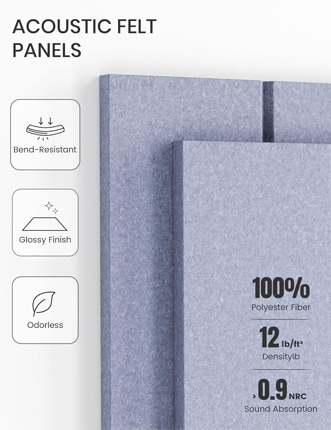 Fluxynara 36" x 24" Large Felt Bulletin Board, Soft Periwinkle | 6 Pack Cork Board Alternative with 30 Safe Adhesive Tabs, Pin Boards for Wall Decor, Home, Office, Classroom,Dorm - Image 5