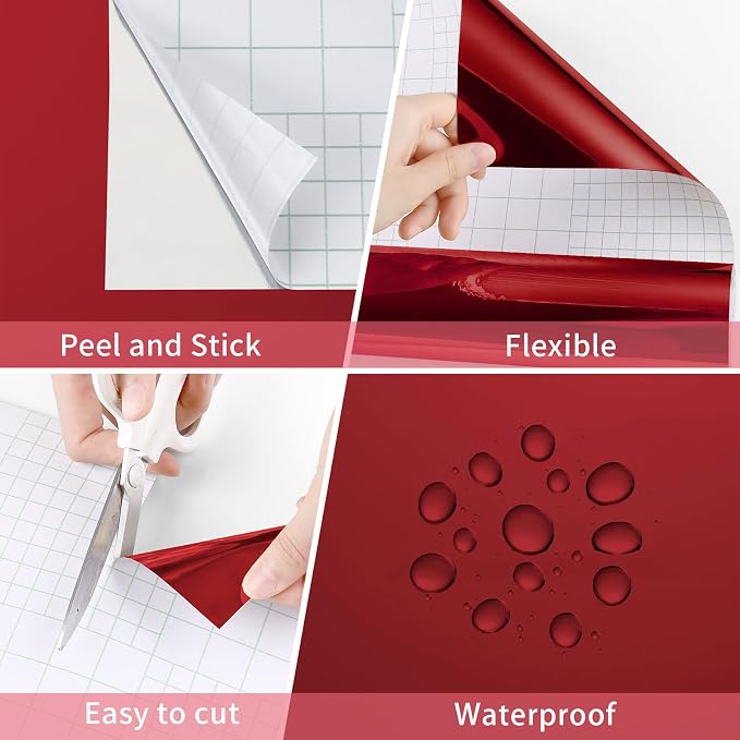 WESTICK Glossy Red Mirror Frame Border Trim 32.8Ft X 4" Bathroom Waterproof Red Mirror Tape Wallpaper Border Decorative Peel and Stick Bulletin Board Borders for School Office Birthday Party Decor - Image 6