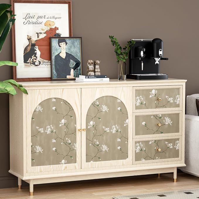 Laatse Vintage Khaki Floral Bird Wallpaper Peel and Stick 17.5" × 393" | Self Adhesive/Removable/Waterproof/Thick Vinyl Contact Paper for Bathroom Bedroom Shelf Cabinet Drawer,Prepasted,Easy Peel - Image 5