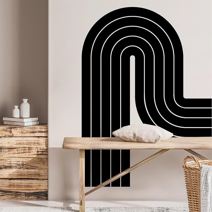 Kazova Large Black Arch Wall Decals 2 Sheets Peel and Stick Removable Minimalist Abstract Wall Sticker for Living Room Bedroom Office Modern Wall Stickers Headboard Decor - Image 5