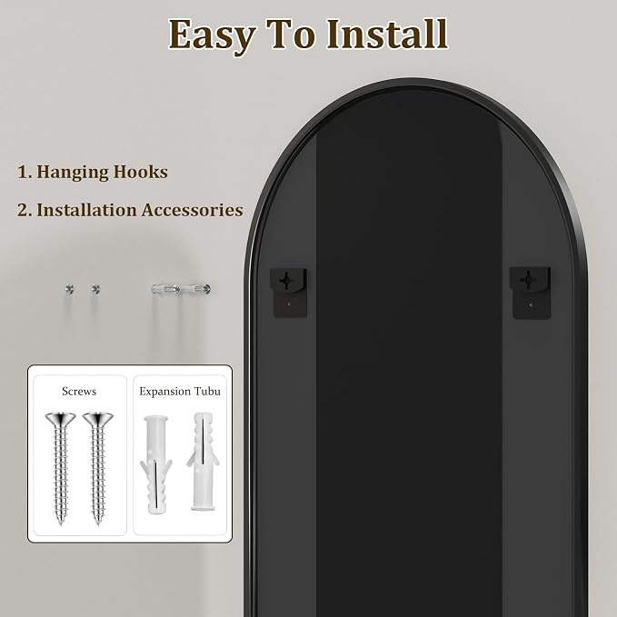 HARRITPURE Arched Bathroom Mirror 30"x48" Black Large Wall Mounted Mirror - Image 5