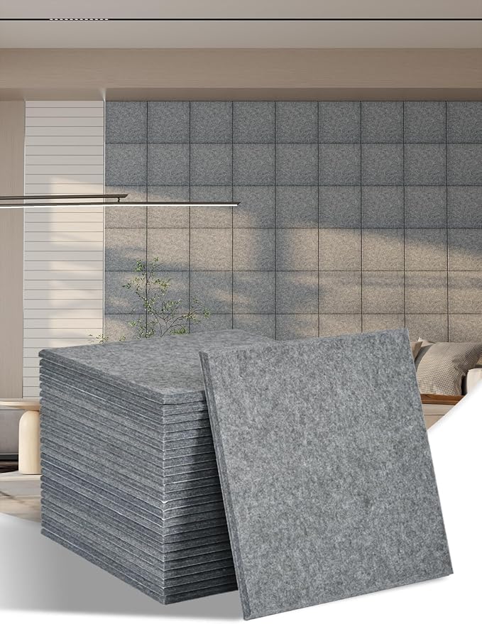 AKUMAX 24 Pack Sound Proof Foam Panles-Self-Adhesive Soundproof Wall Panels,Acoustic Foam Panels Soundproofing Noise Cancelling Wedge Panels for Home Office Recoding Studio Black 12"*12" by AKUMAXWOODWALLPANELS