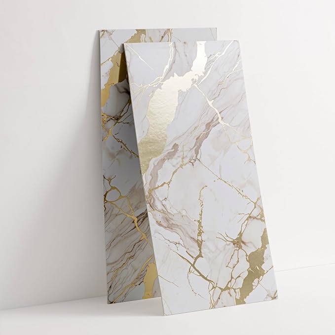 Haimin Wall Panels Peel and Stick 10 Pieces 23.6x11.8in (19.4 Sq. Ft. Coverage) Lightweight Backsplash Marble Look Tile (not Real Marble) Ideal for Kitchen Bathrooms Living Rooms Bedrooms - Image 2