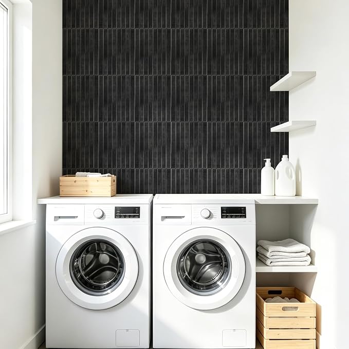 WOWSTAR 10-Sheet Thickened Black Peel and Stick Backsplash for Kitchen, Back Splashes Stick on Tile, Waterproof Wall Tiles - Image 3