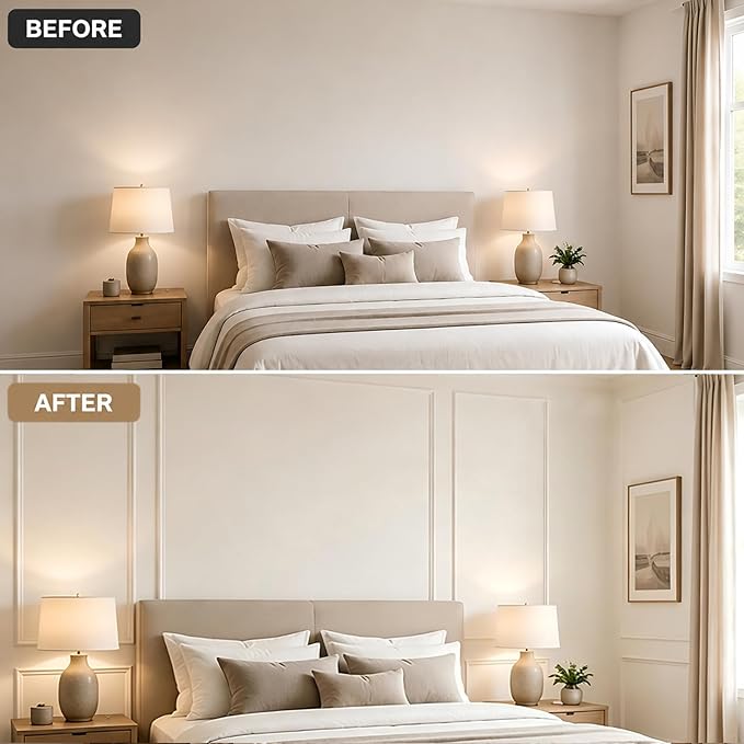 3 Set Peel and Stick Wall Molding Kit,Pre Cut Wainscoting Panels,24x60in | Premade ,Self Adhesive,Paintable,PVC,Ready to Assemble,Wall Decor - Image 6
