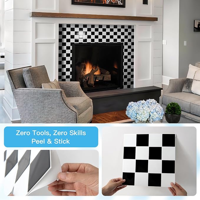 Art3d Grid Peel and Stick Backsplash, 10-Pack, 12 x 12 in, Black & White | Enhanced Thickness, Strong Adhesion, Moisture Resistant, Long-Lasting, Minimalist Look, DIY Friendly, for Kitchen Countertops - Image 8