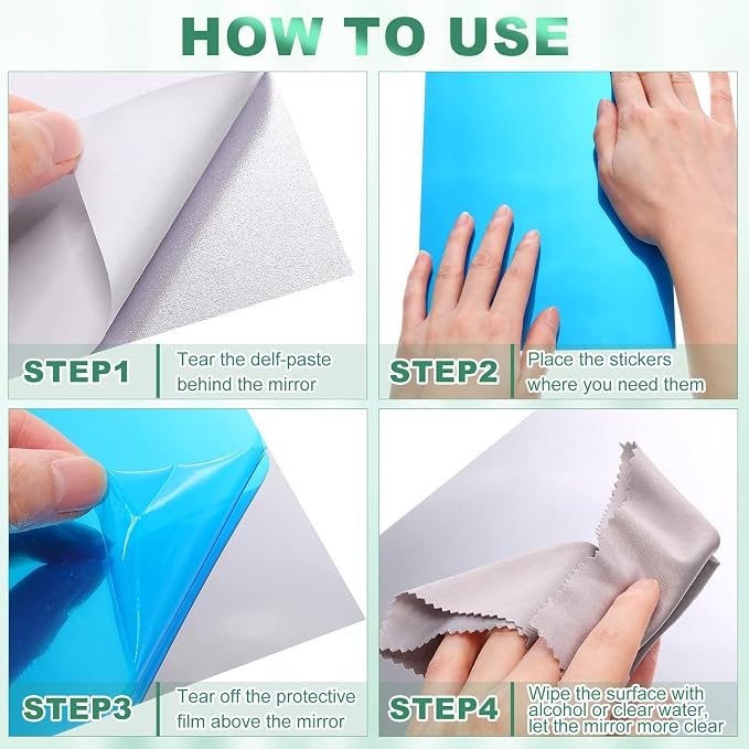 80 Pcs Flexible Mirror Sheets Self Adhesive Non Glass Mirror Tiles Stickers Peel and Stick Wall Sticker Plastic Wallpaper for Home Door Wall Decor(4 x 6 Inch) - Image 4