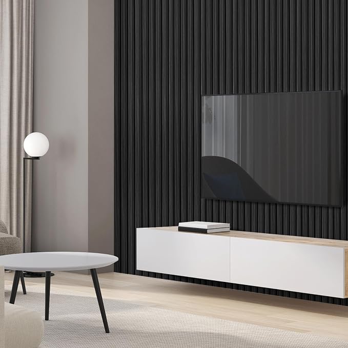 Art3d 96 x 6 Inch WPC 3D Wood Textured Slat Wall Panels, 8-Pack, Black | Stylish Slat Design, Waterproof, Weather Resistant, Eco-Friendly, Long-Lasting, Easy to DIY, Ideal for Interior Wall, Bedroom - Image 2