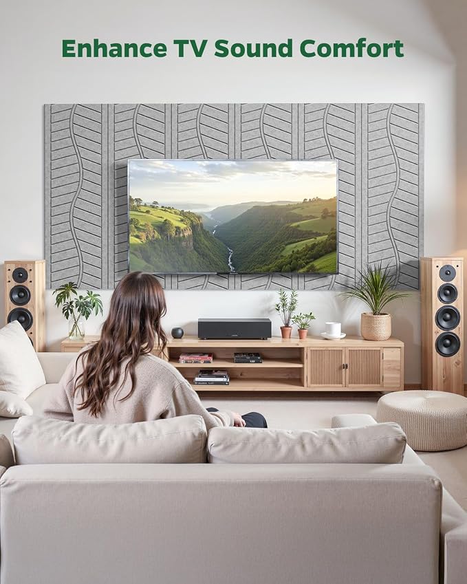 6 Pack Acoustic Panels Sound Absorbing for Home Theater Walls, Decorative Gray Self-Adhesive Leaf Textured Art Ceiling Tiles - Acoustical Treatments for Recording Studio Door 17"×12"×0.4" - Image 4