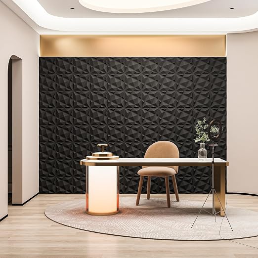 Art3dwallpanels 20 Pack 3D Wall Panels for Interior Wall Decor, 12''x12'' White Accent Diamond Panels for Gaming Room Bedroom TV Background, Black - Image 9
