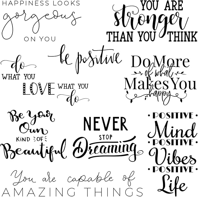 Ctosree 9 Pcs Vinyl Wall Stickers Inspirational Saying Wall Decals, Classic | Motivational Saying Murals, Large Removable Quote Stickers, Positive Lettering Word Home Decal, for Office School Dorm by Ctosree
