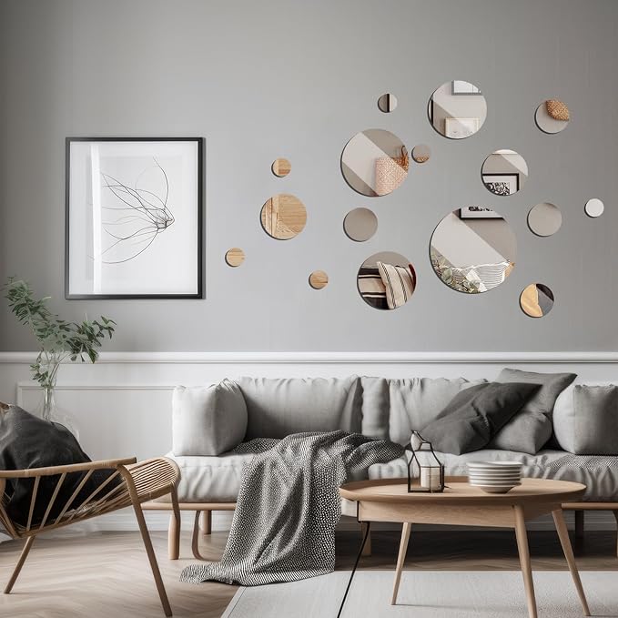 Jetec 16 Pcs 28 Pcs Round Glass Mirror Tiles for Wall - Image 7