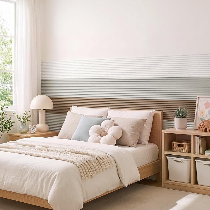11.8 x 78.7 Inches Wall Padding for Kids, White, Light Gray,Brown, 3 Roll | Anti Collision Wall Padding Padded Wall Panels 3D DIY Headboard for Autism Playroom Nursery Bedroom Living Room Corner Guards - Image 8