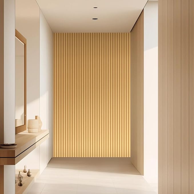 Slat Wall Panel 4-Pack, 108’’x5.7’’, Oak | Real Wood Material, with 2Pcs End Trims, Wood Wall Panel for Interior Wall Decor, Bedroom, Living Room, TV Background - Image 7