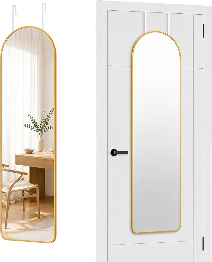 SCWF-GZ 47x14 Full Length Mirror Over the Door Hang or Wall Mounted Gold by SCWF-GZ