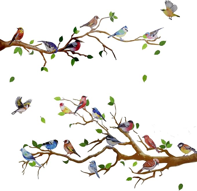 Little Birds on Tree Branches Wall Decal Vinyl Wall Sticker (34 x 34 Inch) | Removable Peel and Stick Art Murals Decor for Bedroom Offices Classroom Living Room Background by MaydahuiBrandEstablishedin2016DeterminedtoDevelopFIneandExpensiveLivingGoodsYourSatisfactionisOurConstantPursuitWeCanDoBetterbySharingYourBuyingExperience