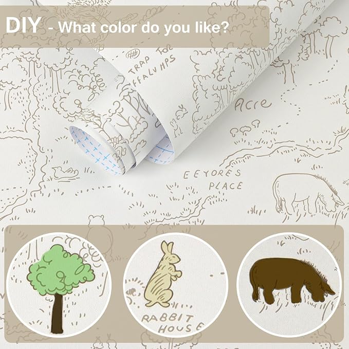 Dimoon 394"x17.3" Peel and Stick Wallpaper Contact Paper Boho Beige Wallpaper Brown Floral Removable Wall Paper Self Adhesive Vintage for Nursery Bedroom DIY Colorable Papel Tapiz para Pared - Image 3