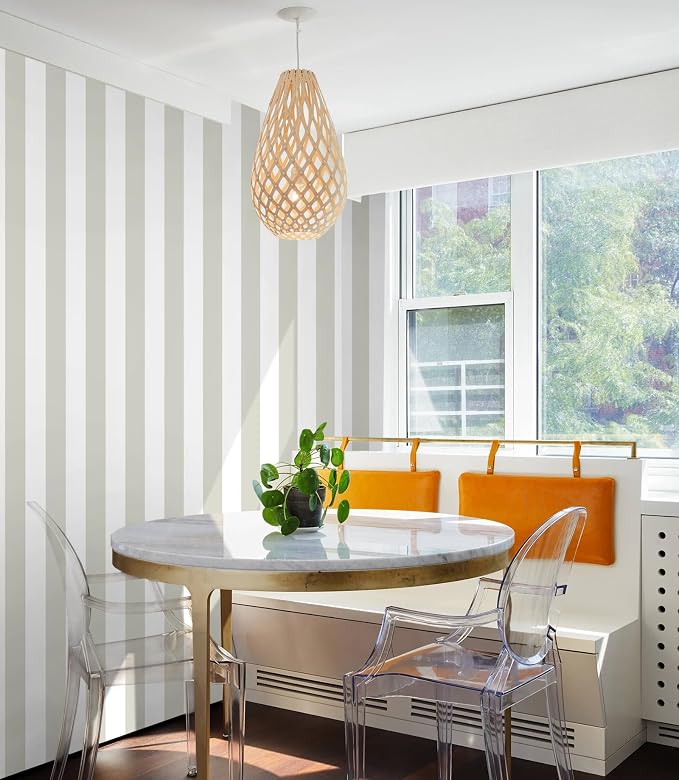 Guvana 17.7"x472" Striped Wallpaper Brown and White Contact Paper Brown Removable Peel and Stick Wallpaper Modern Self Adhesive Wall Paper for Accent Wall Laundry Bedroom Decor - Image 6