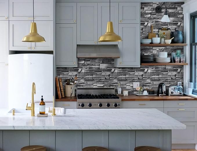 Timeet Brick Peel and Stick Wallpaper Stone Wallpaper Self Adhesive Brick Contact Paper 17.3"x197" Faux Self Adhesive Removable Wall Paper for Bedroom Living Room Wall Decor - Image 7