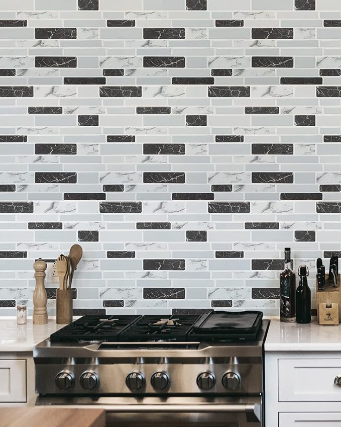 Art3d 12 x 12 in Peel and Stick Backsplash, Vinyl Wall Tile, 10-Pack, Grey | Thickened Design, Waterproof, Self Adhesive, Easy to Install, No Residue, for Kitchen, Bedroom, Ideal for Recently Moved - Image 4