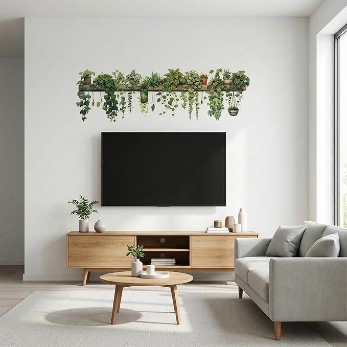 Green Plant Wall Stickers Vinyl Wall Decals Removable Wall Clings Peel and Stick Wall Mural for Bedroom Living Room Office (Medium) by Bawiked