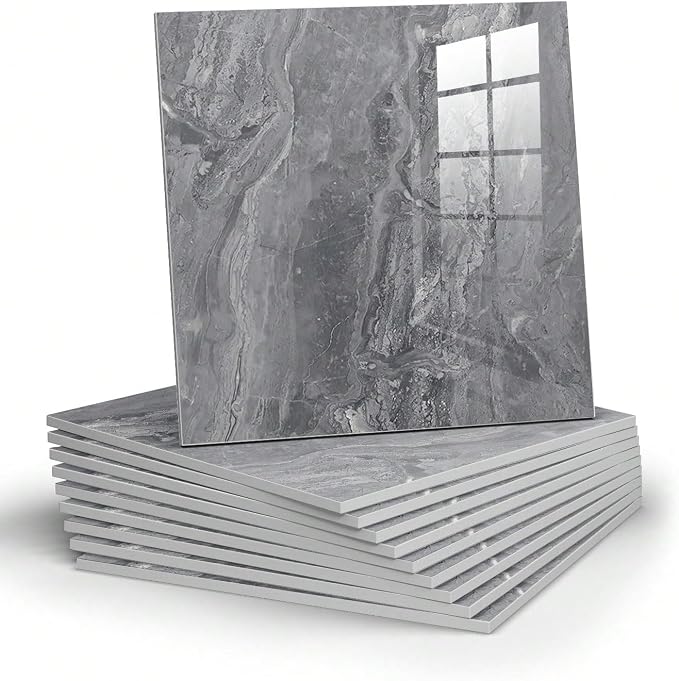 Chejiaye 22pcs Marble Peel and Stick Backsplash Waterproof Washroom Wall Panels, Peel and Stick Tile, PVC Foam Wall Panels for Kitchen,Bathroom,Living Room,Grey (Not Real Tile,11.8" x 11.8") - Image 10