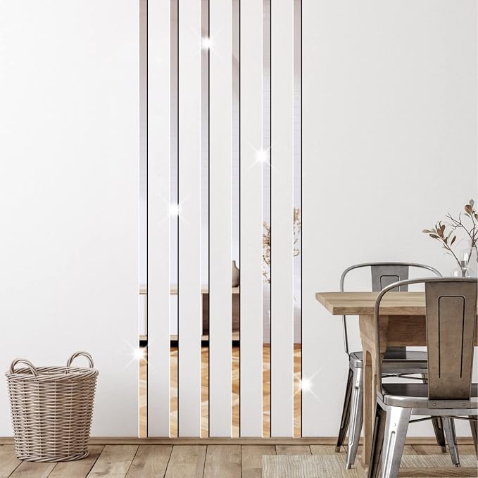 Acrylic Mirror Line Wall Stickers Striped Mirror Wall Decor for Living Room by Easma
