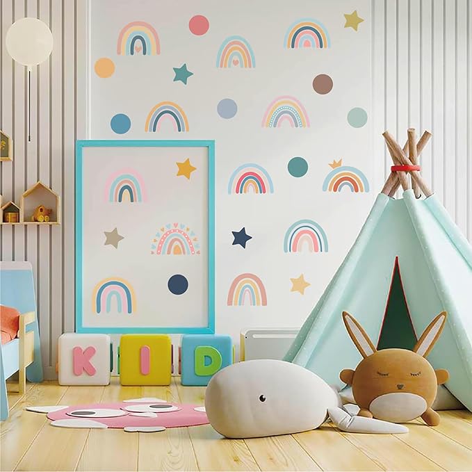 Star Stickers Dots Rainbow Wall Decals for Girls Bedroom, Boho Dot Wall Stickers Peel and Stick Murals Star Decals for Nursery Children Baby Kids Living Room Home Decorations - Image 6