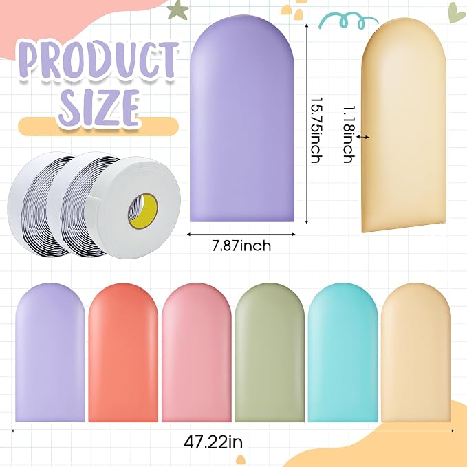 Jetec 6 Pcs Kids Wall Padding Panels, 1.18 Inch Thick Foam Wall Protector, 15.75 x 7.87 Inch Soft 3D Pastel Safety Panels for Nursery & Playroom - Image 2