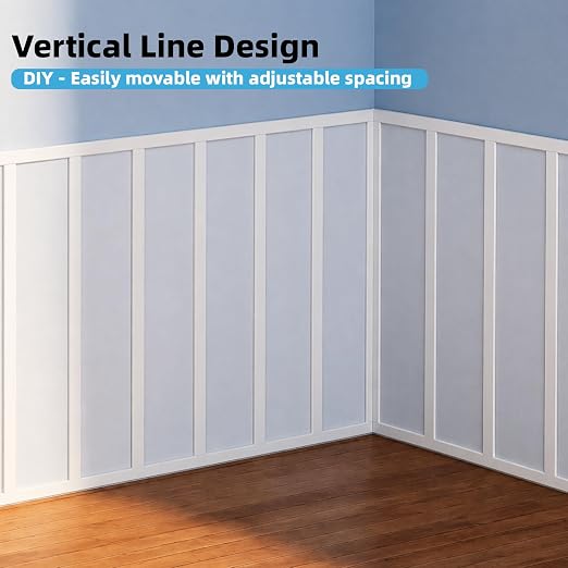 Art3d Premade Paintable Board and Batten Wainscoting Kit, 167.32 x 70.08 in | MDF, Molding Trim Slat with Edge Strip, High-Impact, Durable, Glue-On Installation, Ideal for Living Room, Bedroom, Corridor - Image 3