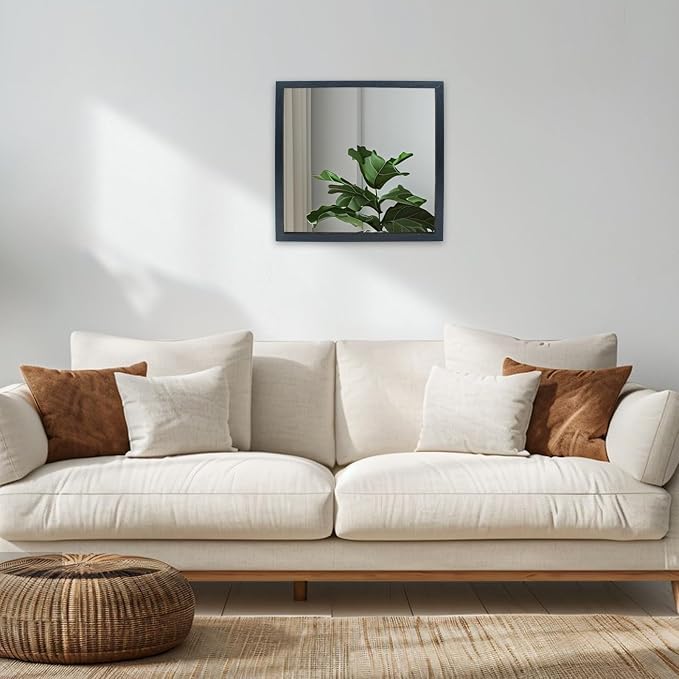 2 PCS Wooden Frame Square Decor Mirror 12.6" Unbreakable Acrylic Mirror - Image 4